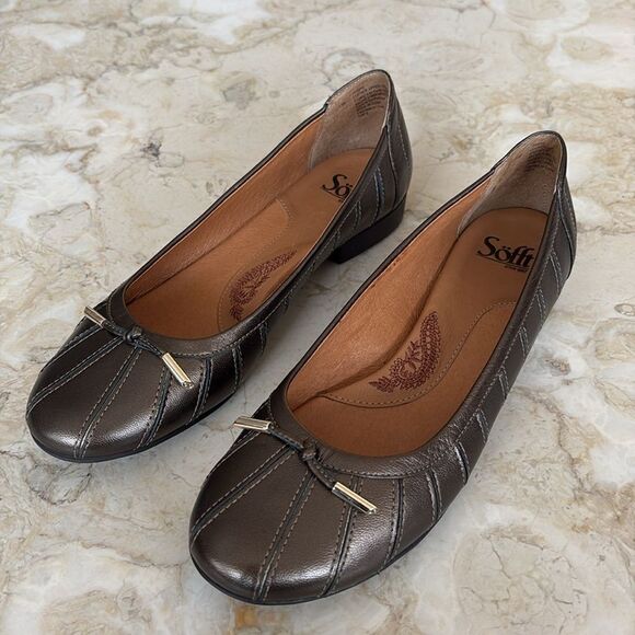 Soft Leather Ballerina Flats Bronze - Picture 3 of 13